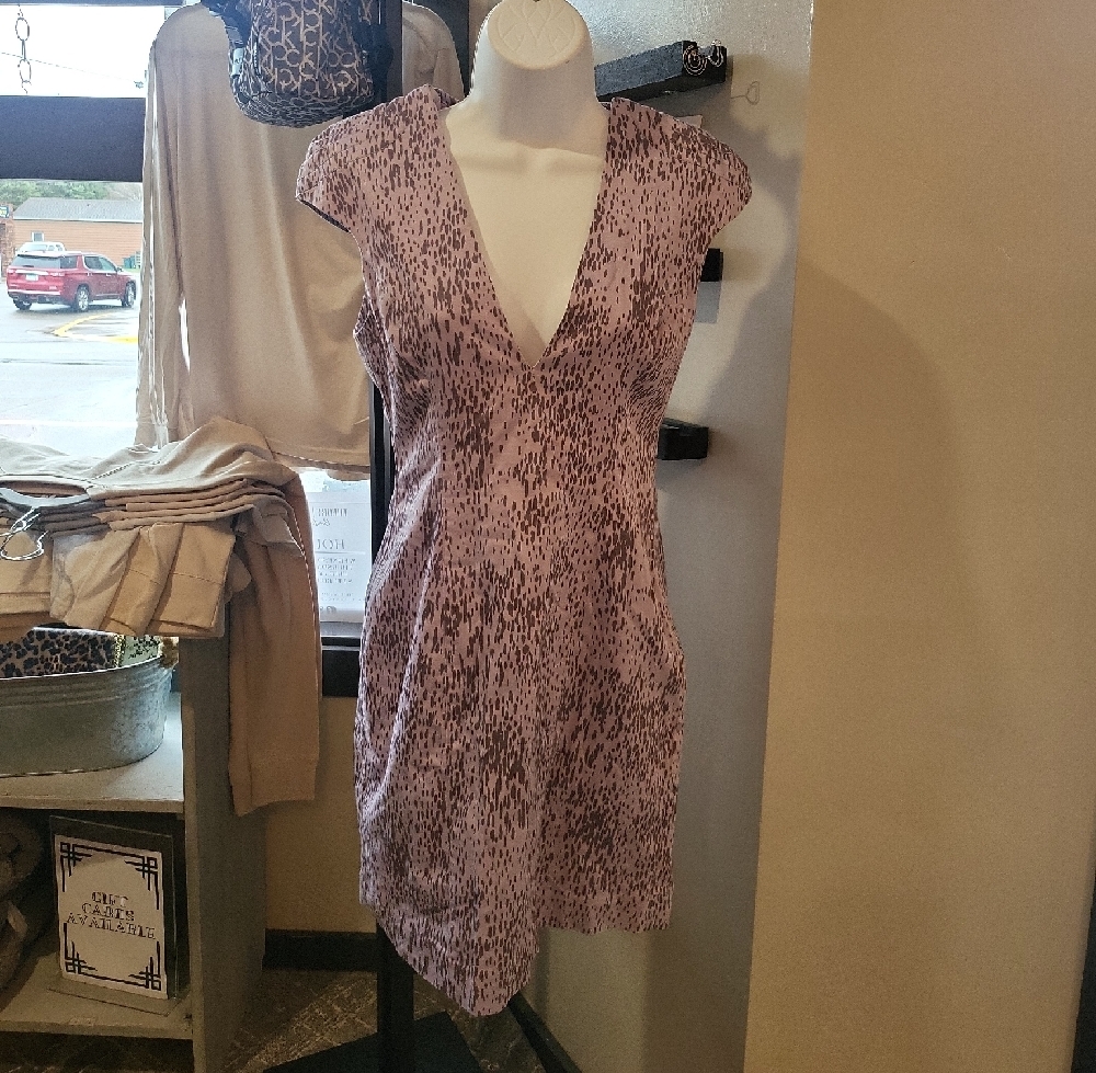 Purple Patterned V-Neck Dress